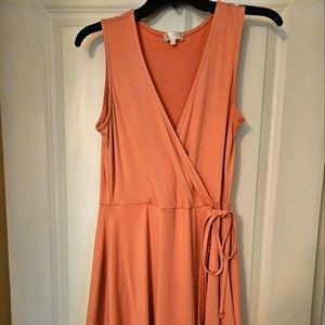 Size L coral wrap dress